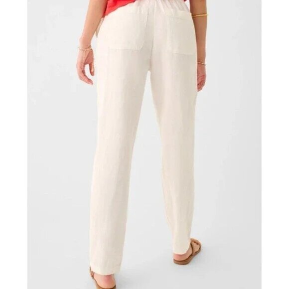 Faherty Linen Blend Arlie Pants In White- Women's Size Large - Picture 2 of 13